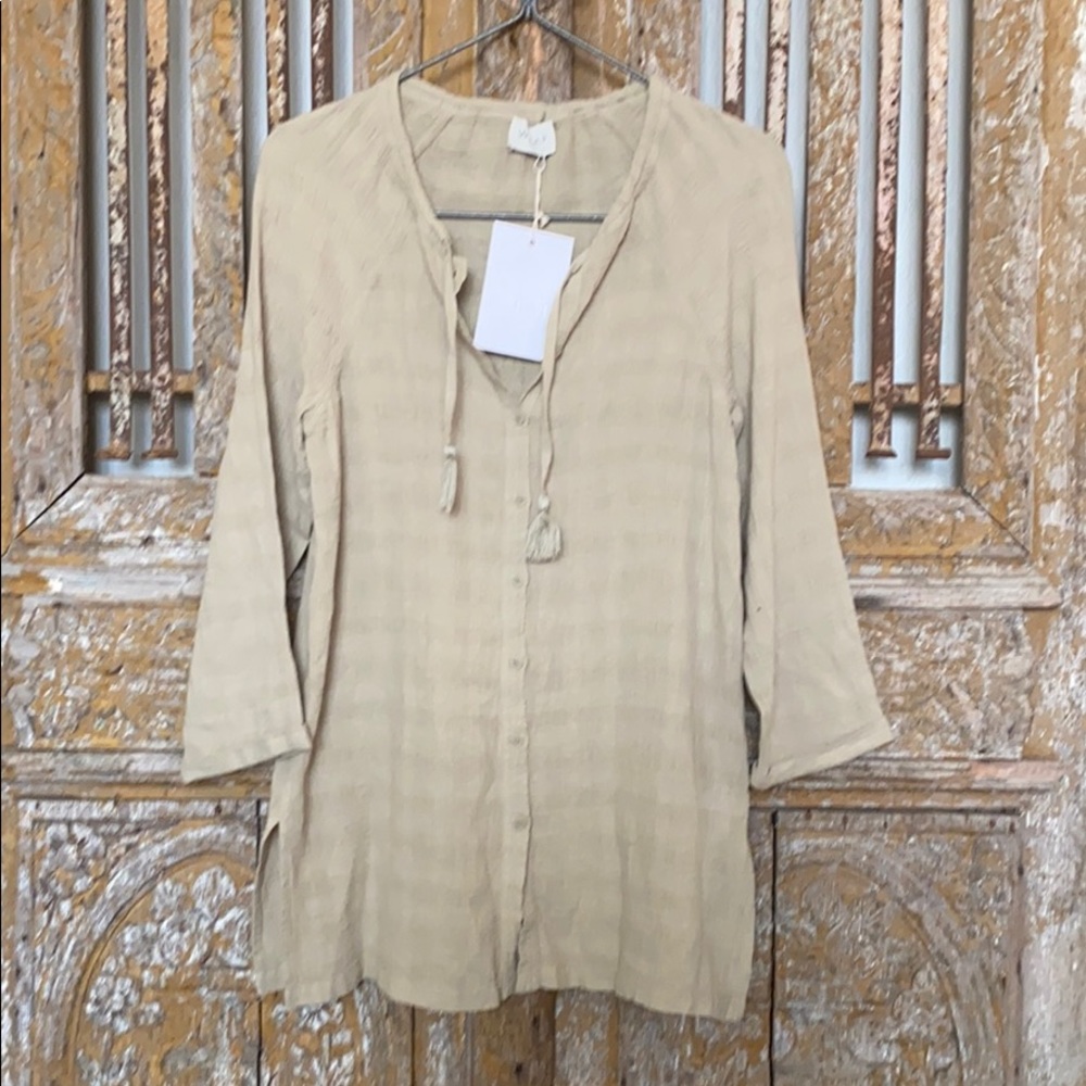WRAP LONDON LINEN COTTON LAUREN GREEN TOP 6 NEW